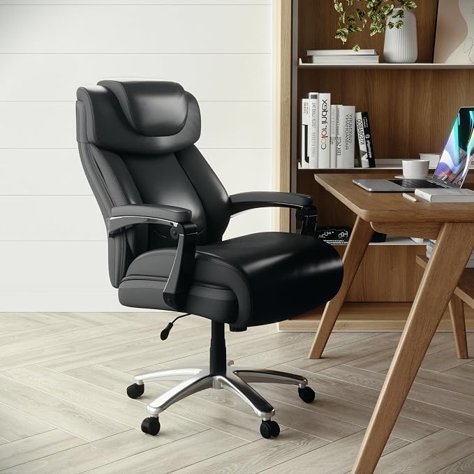 Flash Furniture Hercules Series High-Back Swivel LeatherSoft Office Chair, Ergonomic Executive Chair with Headrest and Adjustable Height, Black | 500 LB Capacity, Padded Armrests, 360° Swivel, Height Adjustable, Commercial Grade - Image 2