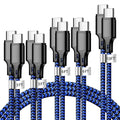 USB C to USB C Cable, 5 Pack Type C Fast Charger Cord (BlackBlue) | 3/3/6/6/10ft Nylon Braided Data Transfer Wire for iPhone 17/16/15 Plus/Pro Max iPad Air Ps5 Controller Samsung Galaxy by CUGUNU