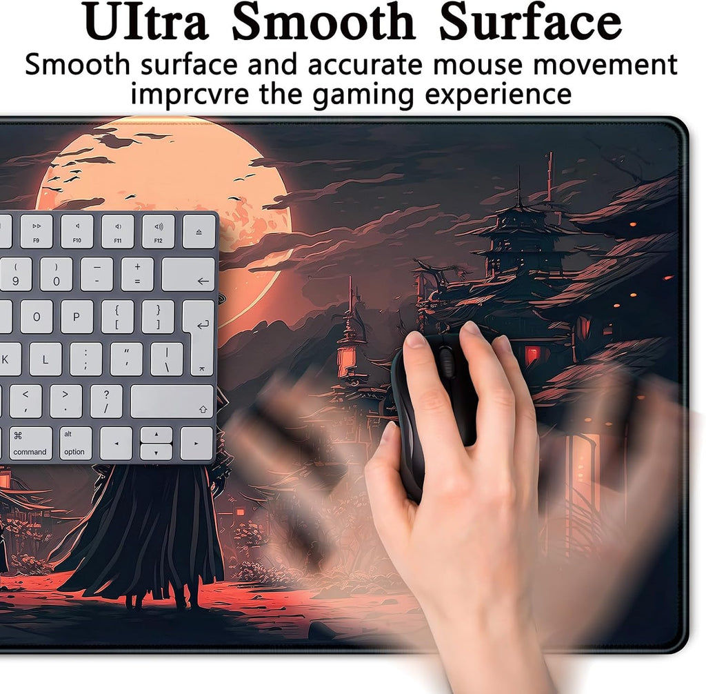 Japanese Landscape Desk Mat Post Moonlight Samurai Mouse Pad Large Dark Aesthetic Desk Pad Gaming Mousepad Extended XXL 31.5 x 15.7 in Laptop Computer Mouse Keyboard Mat - Image 5