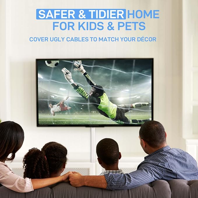 Delamu Cord Hider, 236in Cord Covers for 3-4 Wires on Wall, Cable Hider Wire Covers for Cords, Wire Hiders for TV on Wall, TV Cord Hider for Wall Mounted TV, 15x L15.7 W1.18 H0.6in, White - Image 9