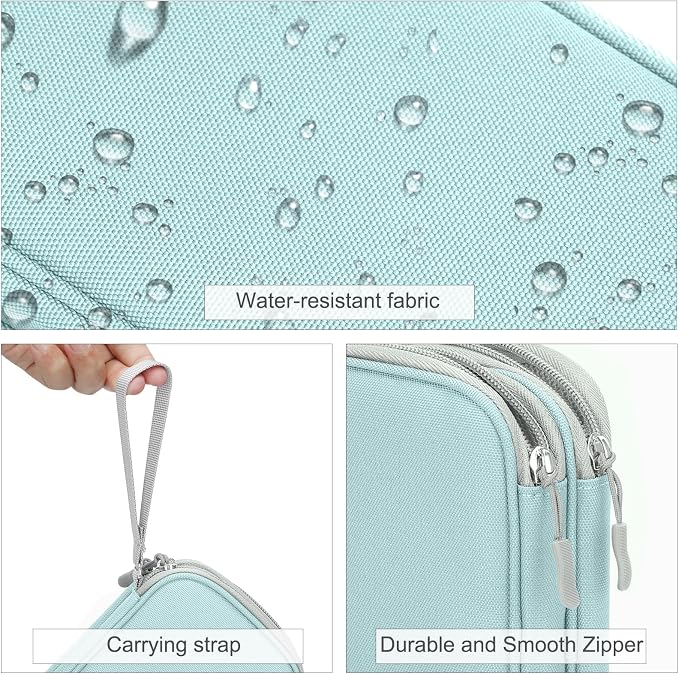 FYY Electronic Organizer, Travel Tech Pouch Bag, Medium, Mint Green | Wrist Strap, Waterproof, Double Layers Portable Electronics Travel Carrying Case for Cord, Charger, Daily Business Trips Use - Image 4