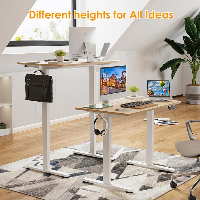 Electric Standing Desk Adjustable Height Sit Stand Home Office Desk with Splice Board - Image 4