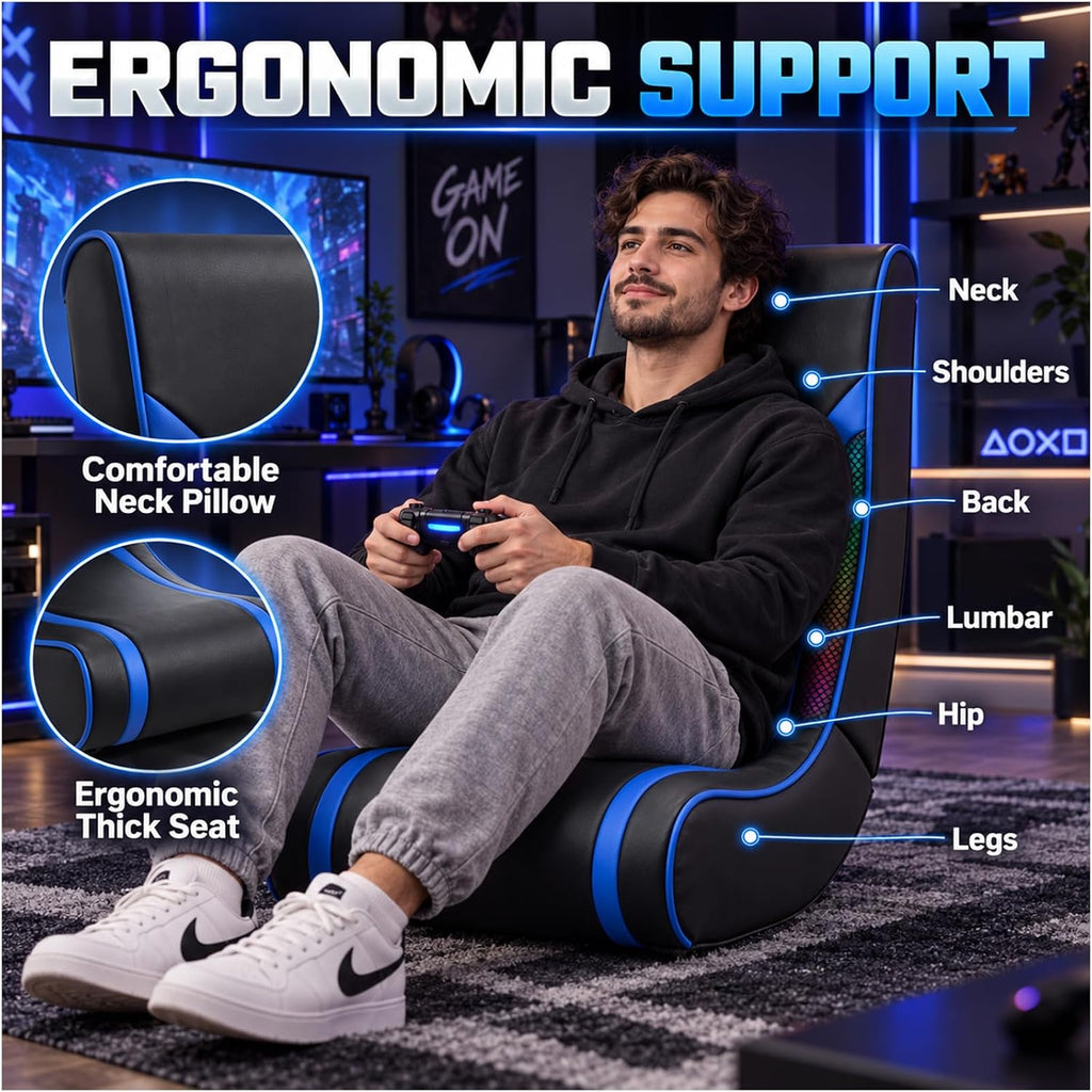 Foldable Floor Gaming Chair with LED Lights for Kids/Adults - Image 5