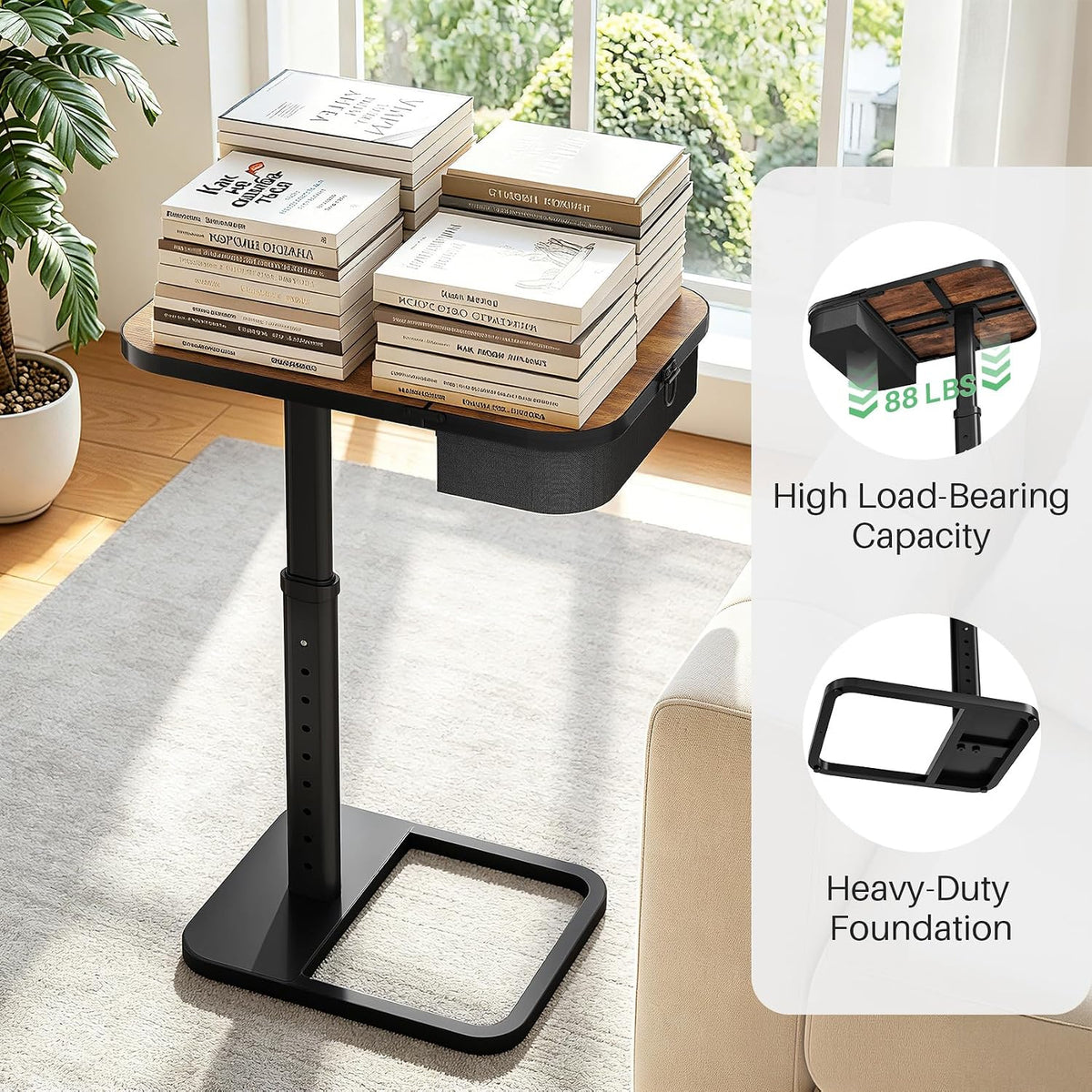 Kitstorack TV Tray Table with Flip-Top Storage, Adjustable Height - Image 7