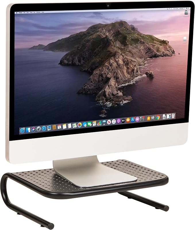 Mind Reader Monitor Stand, Ventilated Laptop Riser, Desktop Organizer, Office, Metal, Black by MindReader