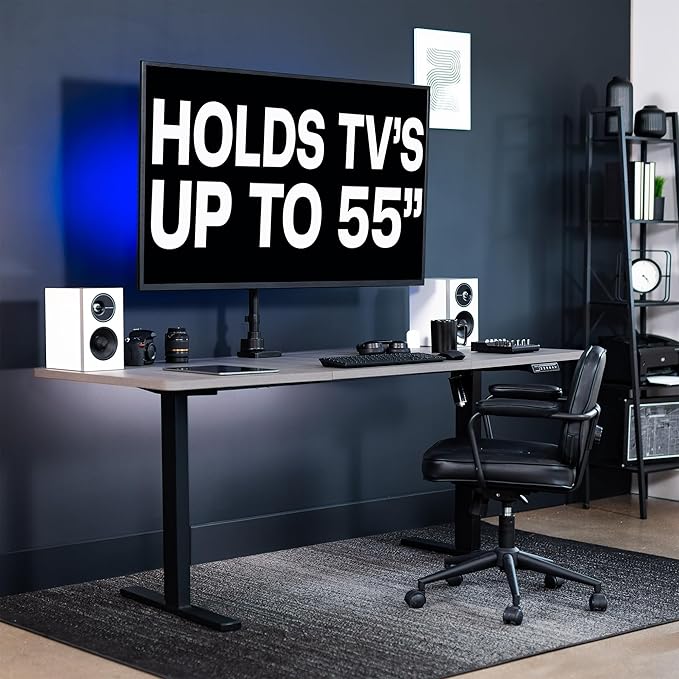VIVO Ultra Wide Monitor and TV Desk Mount for up to 55 inch Screens, Single Television Stand with Articulating Arm, Holds up to 44 lbs, Max VESA 400x400mm, Black, STAND-V155D - Image 2