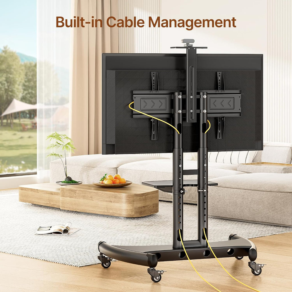 Rolling TV Stand with Shelf&Camera Rack for 32-83" TV up to 132lbs - Image 6