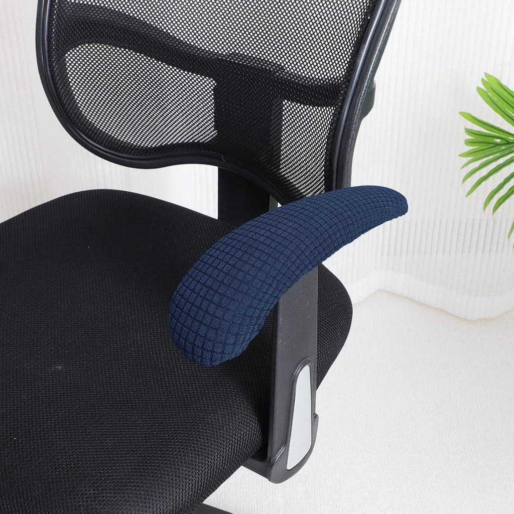 FORCHEER Office Chair Armrest Covers Stretchable Water Resistant Spandex Stretch Jacquard Elastic Band Computer Office Chair Arm Pad Covers Chair Slipcover for Desk Chairs Arm 2P-Navy Blue - Image 4