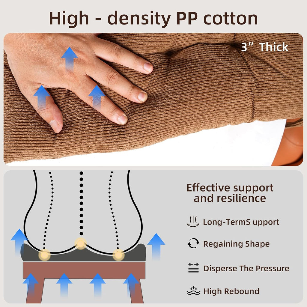 HLOVME Corduroy Chair Cushion with Ties Ultra Soft Warm Floor Cushion for Kids Reading Nook Comfortable Square Seat Cushion for Adult 15.7”x15.7”, Khaki - Image 6
