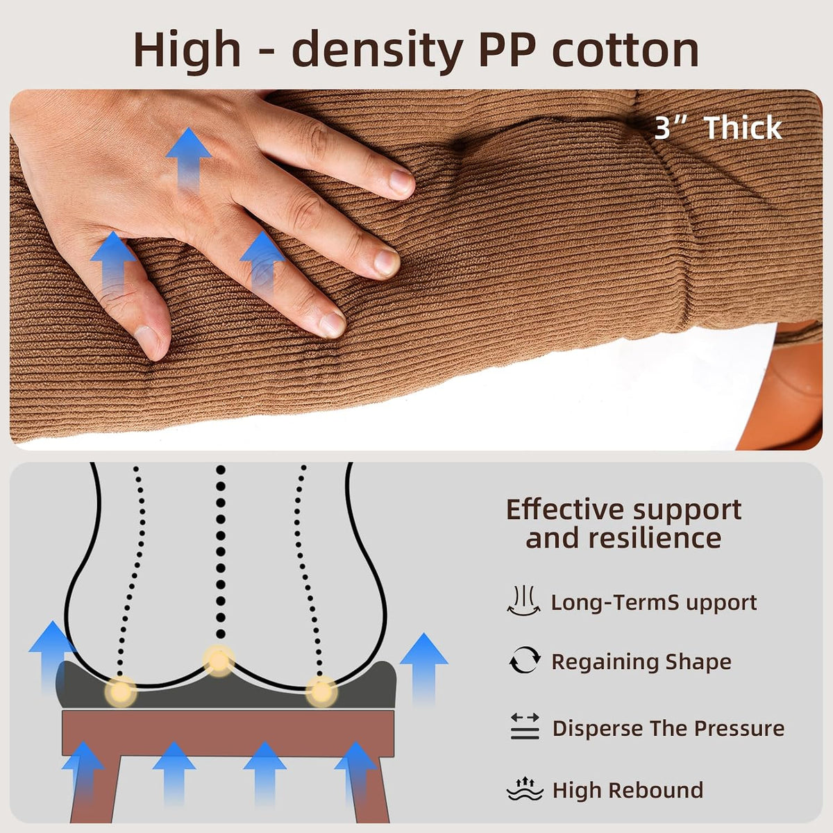 HLOVME Corduroy Chair Cushion with Ties Ultra Soft Warm Floor Cushion for Kids Reading Nook Comfortable Square Seat Cushion for Adult 15.7”x15.7”, Khaki - Image 6