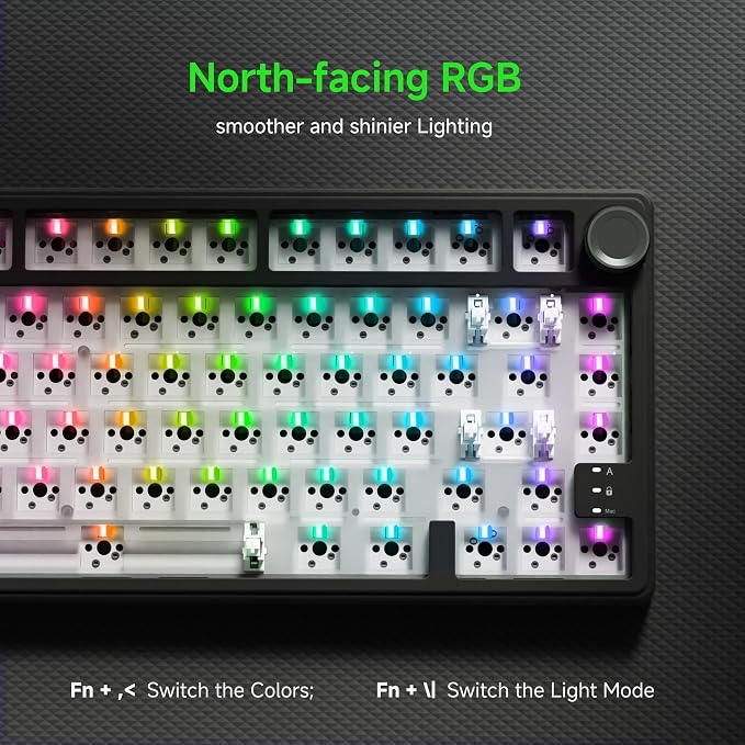 RK ROYAL KLUDGE R75 Wired Mechanical Gaming Keyboard, 75% Hot-Swap Mechanical Keyboard Volume Knob, Soft Pre-lubed Tactile Brown Switch - Image 5