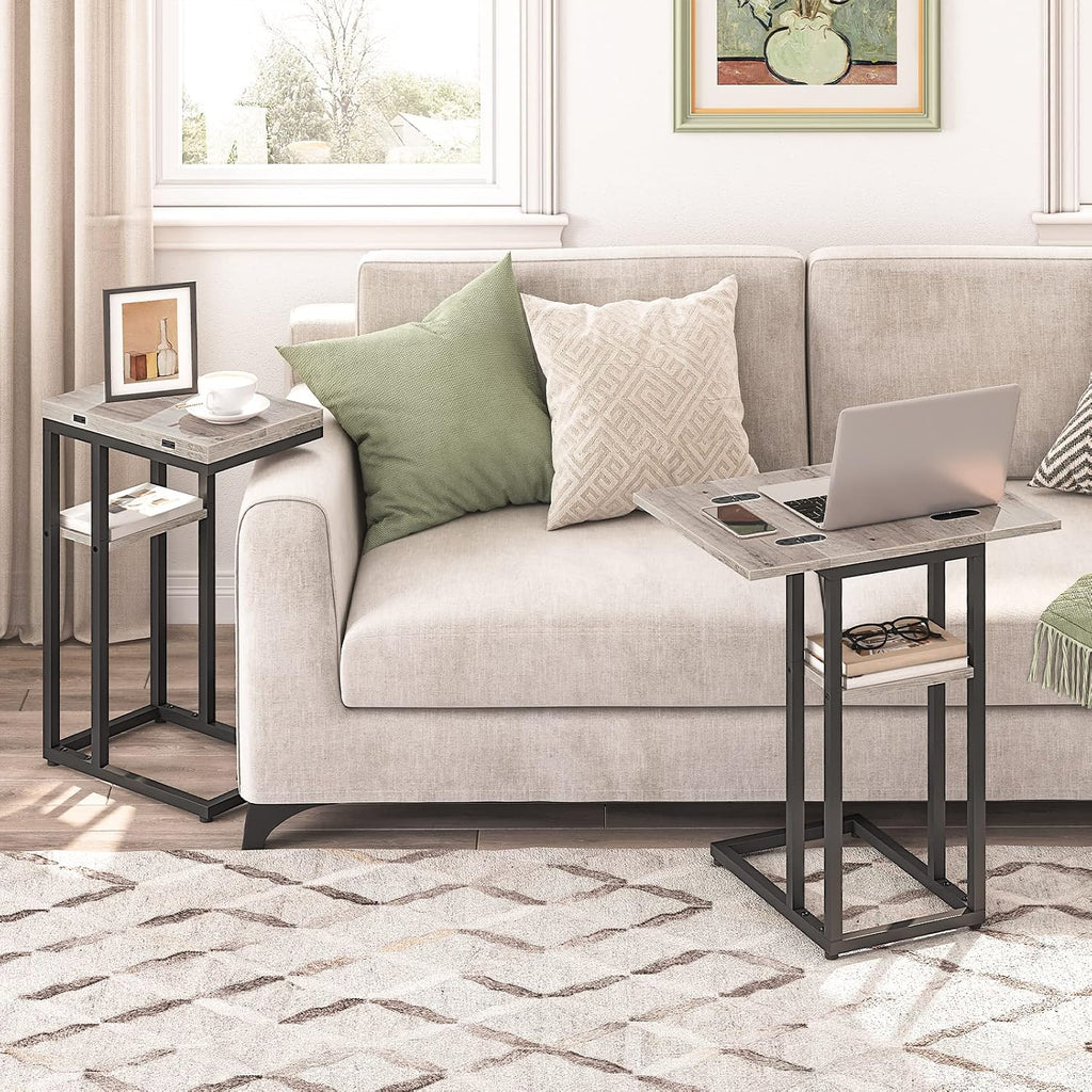 HOOBRO Foldable C Shaped End Table, C Shaped Side Table with Storage Shelf - Image 2