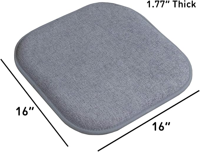 Sweet Home Collection Chair Cushion Memory Foam Pads Honeycomb Pattern Slip Non Skid Rubber Back Rounded Square 16" x 16" Seat Cover, 6 Pack, Alexis Blue/Gray - Image 4