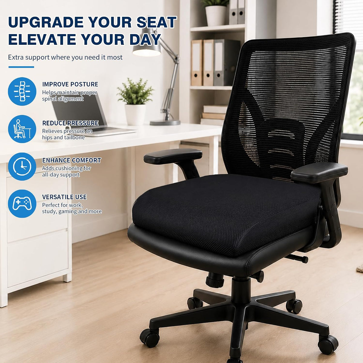 Office Chair Cushion 3.1-Inch High-Density Foam Seat Cushion for Desk Chair - Image 4
