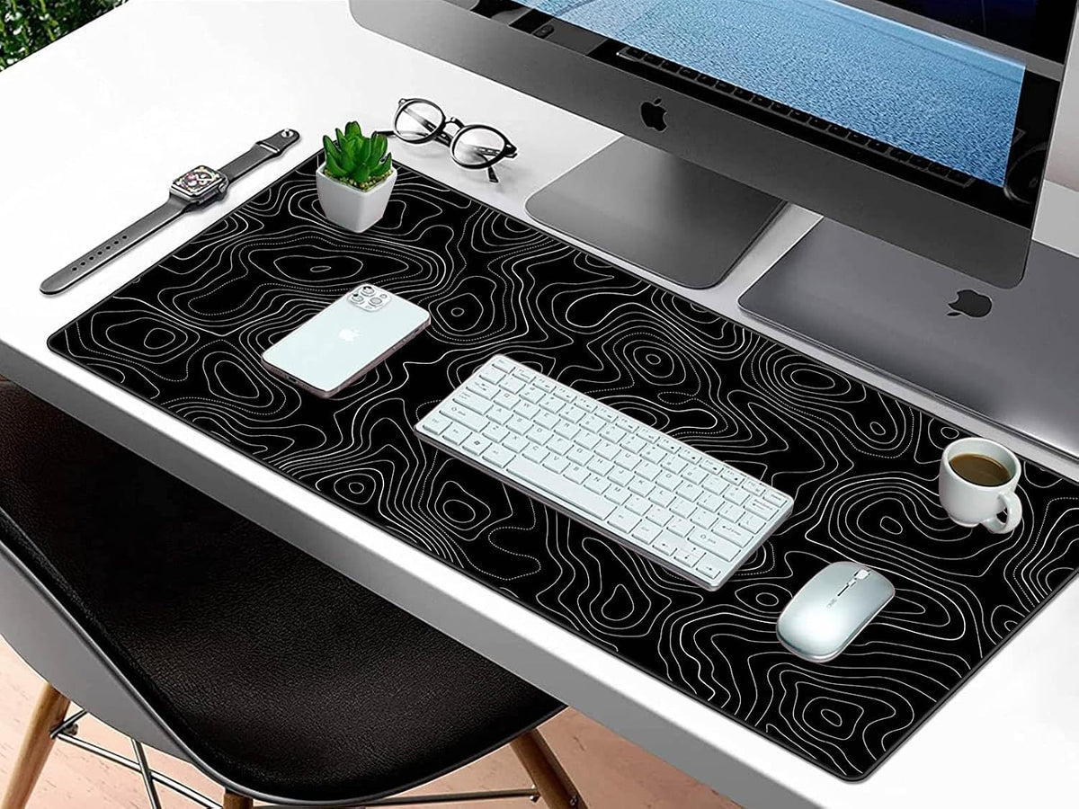 Extra Large Gaming Mouse Pad with Black Topographic, XXL Mousepad, Big Mouse Mat Desk Pad, Non Slip Keyboard Pad for Gaming Computer Laptop PC Office Desk Accessories - Image 7