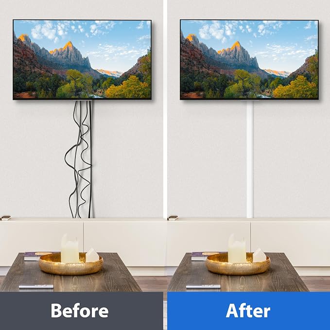 153in Wall Cable Hider, Cord Hider to Hide 3-4 Cords, TV Wire Hider for Wall, Cable Management Kit, Cable Raceway White, Paintable Cable Concealer, 9 x L17in x W1.18in x H0.6in - Image 3