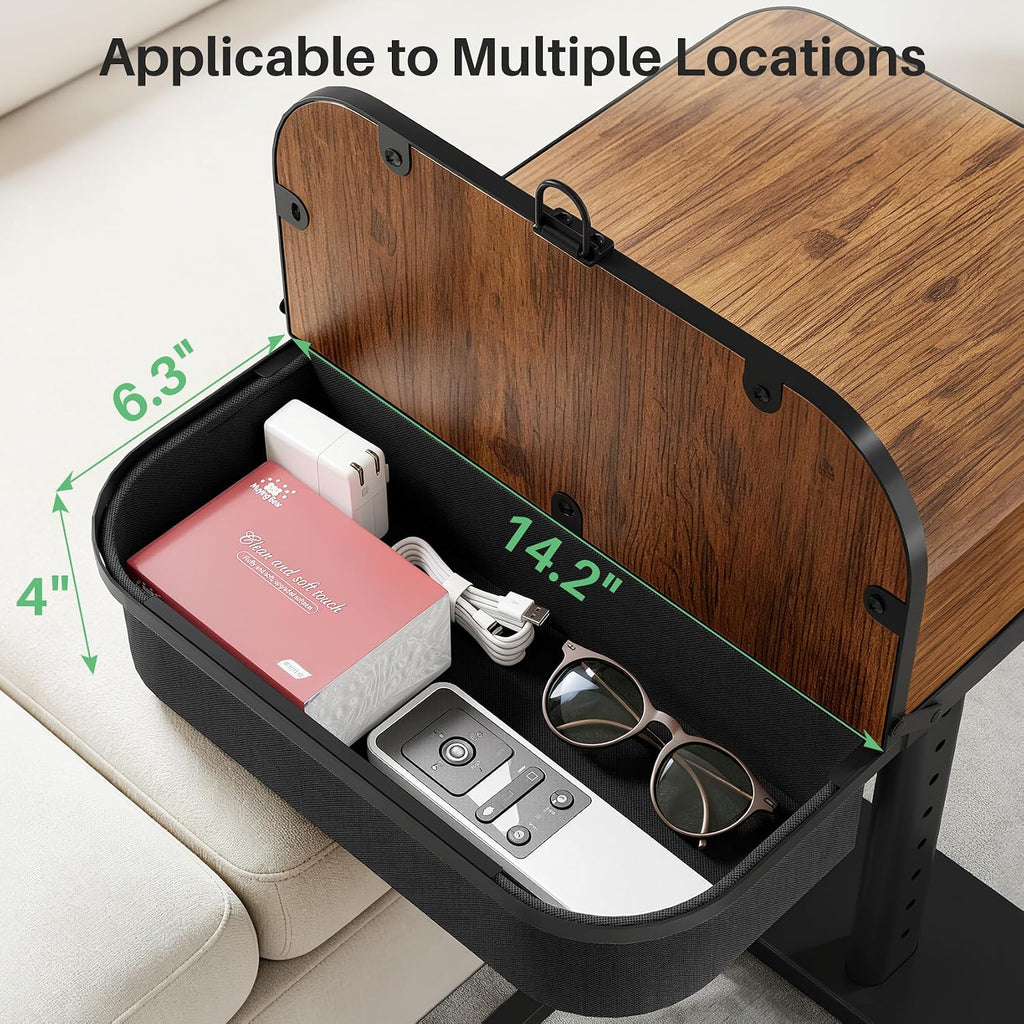 Kitstorack TV Tray Table with Flip-Top Storage, Adjustable Height - Image 4