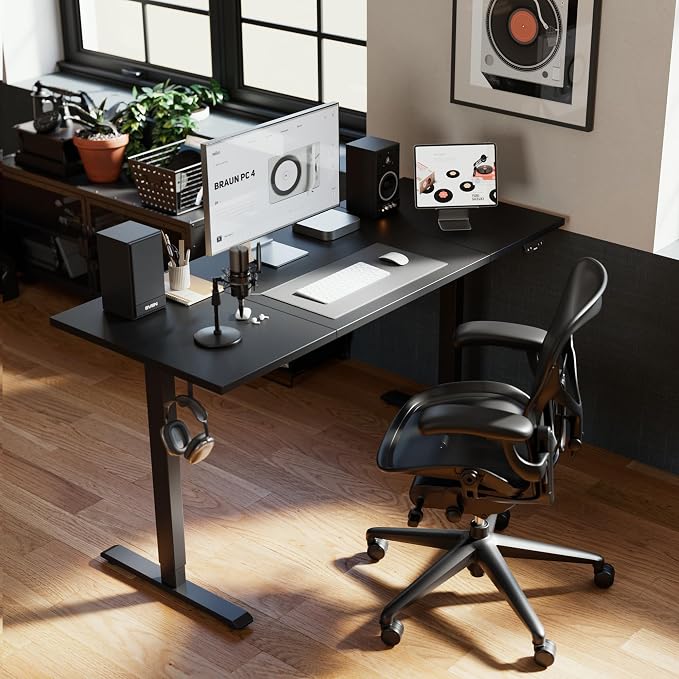 Agilestic 63 * 24 Inch Height Adjustable Electric Standing Desk, Black | Sit Stand Up Computer Desk, Memory Presets, Stable Steel Frame,154 lbs, Easy Assembly, Splice Board, Home Office, Studying - Image 2