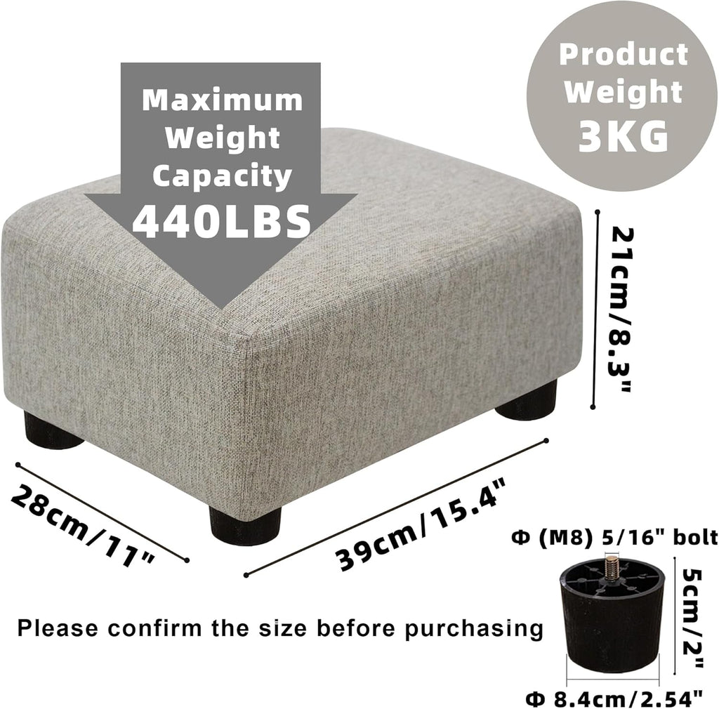 CAROLMADE Small Foot Stool Ottoman Footstool with Legs Under Desk Footrest for Living Room Bedroom and Office,Linen-Beige - Image 3