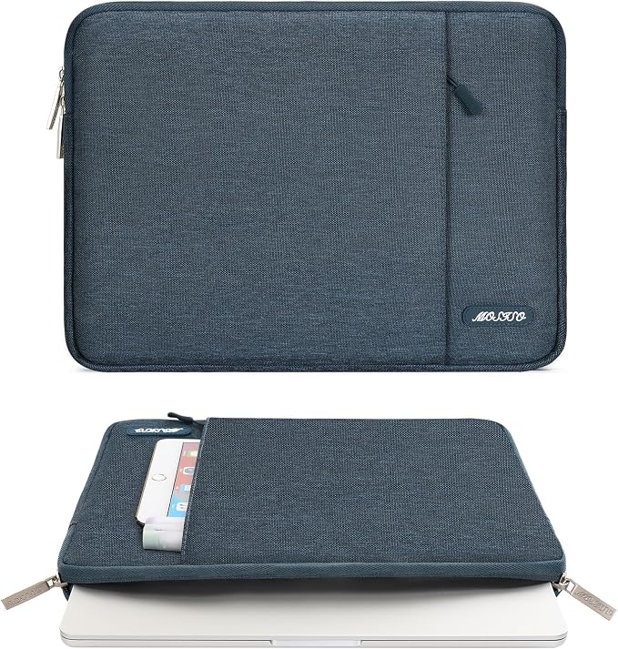 MOSISO Laptop Case 13.3 inch, 13-13.3 inch Laptop Sleeve Bag with Pocket | Compatible with MacBook Air/Pro 13/Pro 14 M5 M4 M3 M2 M1, HP Dell ASUS Lenovo, Polyester Vertical Computer Bag, Haze Blue - Image 2