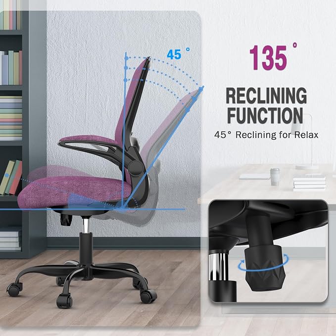 Ergonomic Office Chair w/Adjustable Lumbar, Flip Armrest, 135° Recline | Supports 300 lbs · Seat 19.48"–23.4" · Breathable mesh · 20–30 min assembly · 5-year warranty - Image 5