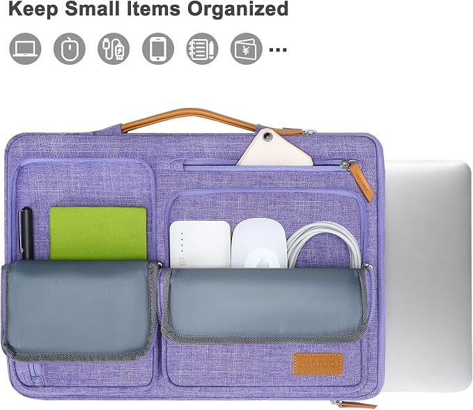 MOSISO 360 Protective Laptop Case 15 inch, 15 inch Laptop Sleeve | Compatible with MacBook Air M5 M4 M3 M2 2026-2023, Dell XPS Plus, Side Open Carrying Case with 4 Zipper Pockets, Purple - Image 2