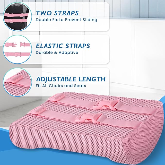 Lumbar Support Pillow for Office Chair, Back Support, Memory Foam, Pink | Improve Sitting Posture & Back Pain Relief. Lumbar Pillow Fits Office, Gaming & Car Chairs with Adjustable Dual Straps - Image 5