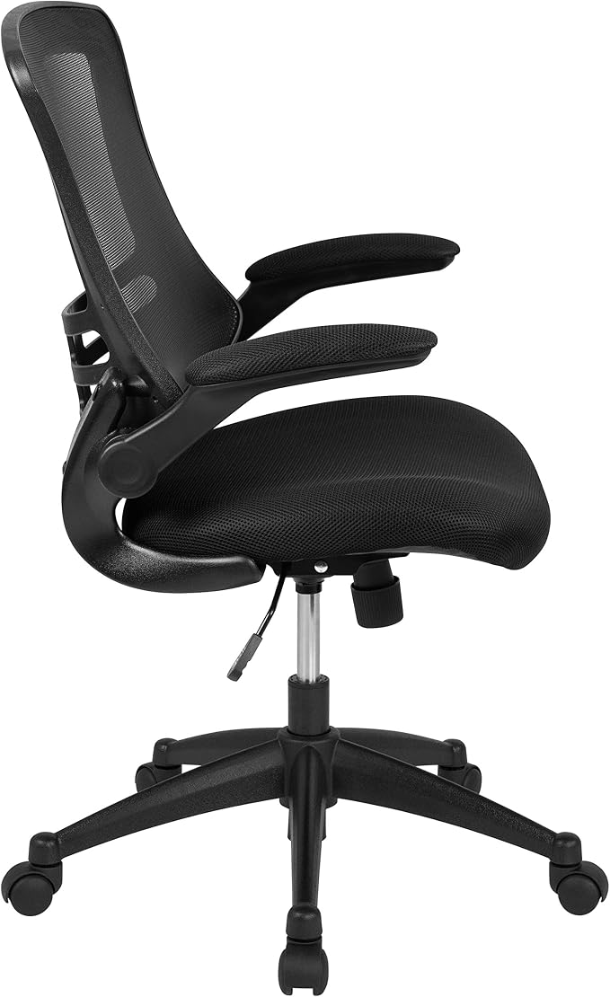 Flash Furniture Mid-Back Black Mesh Swivel Ergonomic Task Office Chair with Flip-Up Arms - Image 15