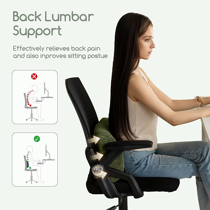 HIGOGOGO Lumbar Support Pillow for Recliner Chair/Accent Chair/Couch, Memory Foam Back Support Cushion for Elderly, Recliner Cushions for Back Rest, Pain Relief, Reading, Washable Cover, Dark Green - Image 5