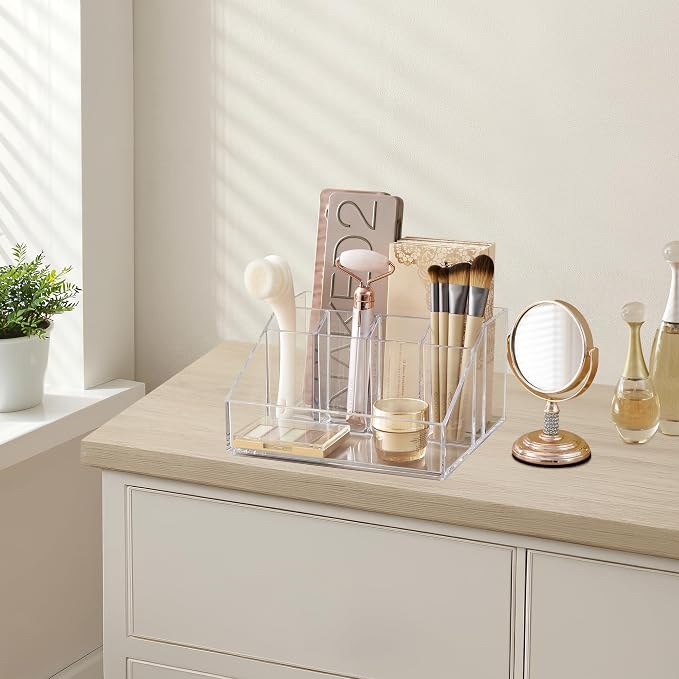 STORi Stackable Desk Organizer, Clear Pen Pencil Makeup Brush Holder for Desktops and Vanities, 6 Compartment Caddy (Made in USA) - Image 6