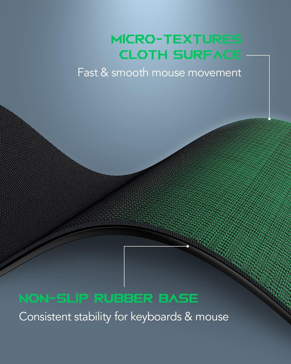 Black Shark Gaming Mouse Pad Desk Mat (35.4" × 15.8" × 0.15") Thick Extended Mousepad Non-Slip Spill-Resistant Mousepad with Special-Textured Surface, Anti-Fray Stitched Edges Desk Pad Manta P3 - Image 2