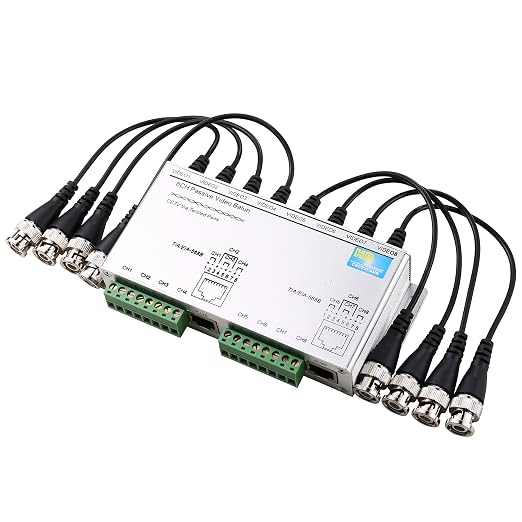UHPPOTE 8 Channel HD CVI/TVI/AHD Passive Video Balun Transmitter Receiver | BNC Male to UTP Cable for CCTV System, Aluminium Alloy Shell by UHPPOTE