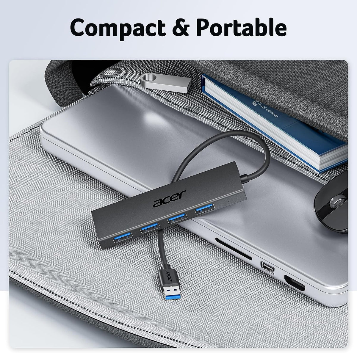 Acer USB Hub 4 Ports, Multiple USB 3.0 Hub, USBA Splitter for Laptop/PC 2FT - Image 8
