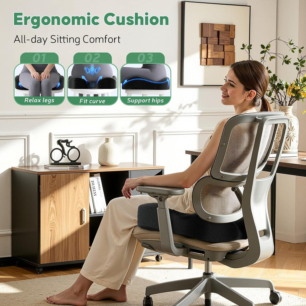 Benazcap Memory Foam Seat Cushion, Ergonomic Office Chair Pressure Relief - Image 6