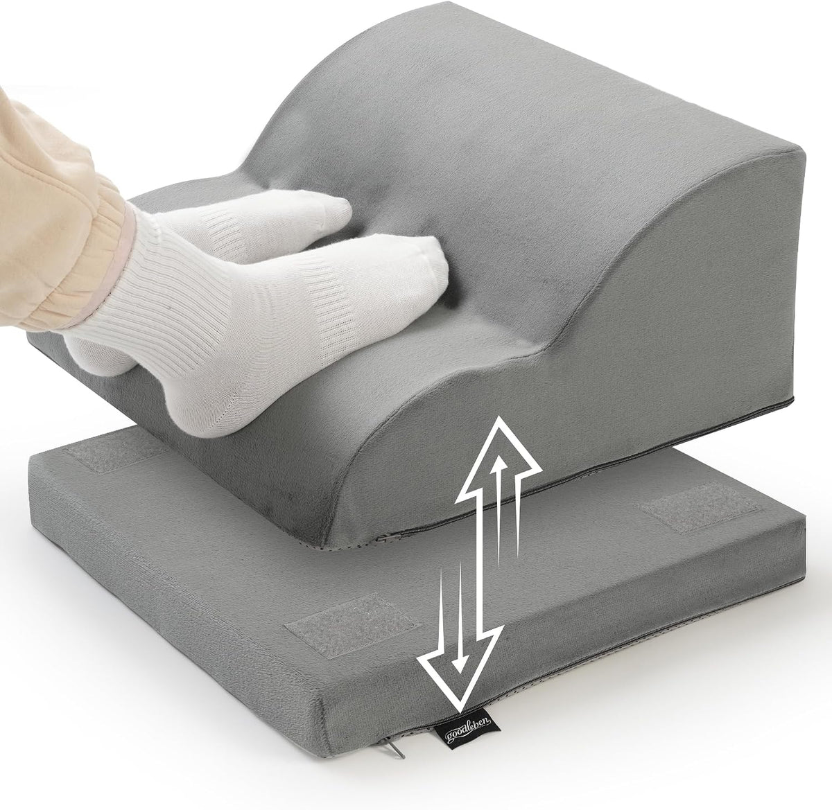 Foot Rest Under Desk for Office, Ergonomic Adjustable Footrest with Washable Cover, Soft Desk Foot Stool for Home Office, Work, Gaming, Long Sitting, Gray by goodleben