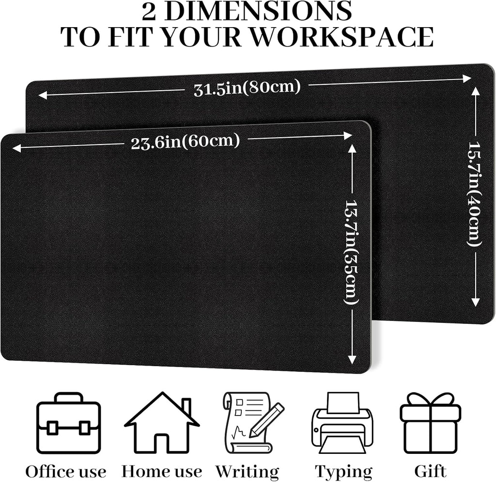 Leather Desk Pad Mat, Black Desk Mat, 23.6" x 13.7" - Image 3