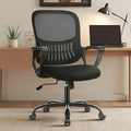 OLIXIS Home Office Chair, Mesh Desk Chair, Ergonomic Lumbar Support | Mid Back Computer Ergonomic, Height Adjustable Swivel Task, Large Seat Armrest, Adults, Black by OLIXIS