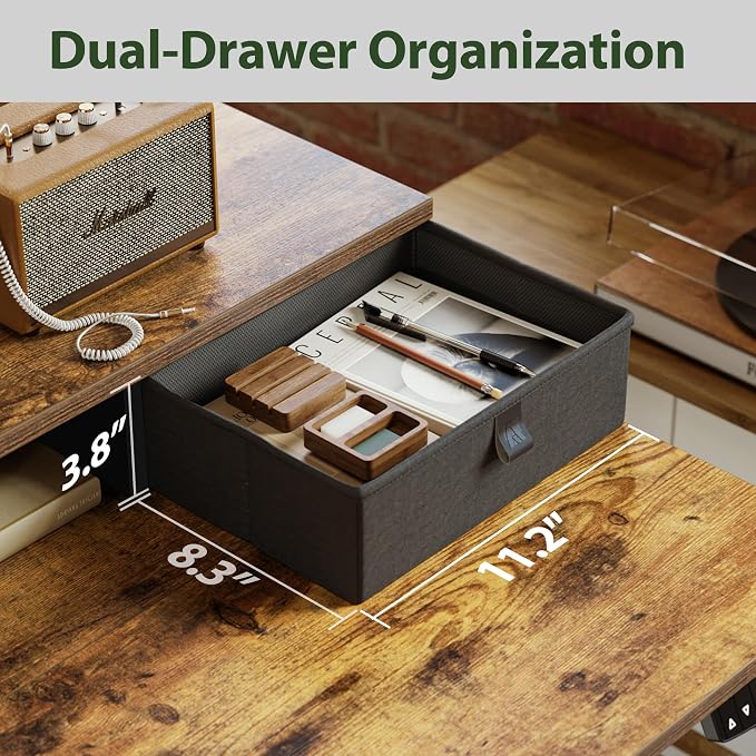 Agilestic 48 x 24 Inches Electric Standing Desk with 2 Storage Drawers, Adjustable Height Sit and Stand Computer Table with Splice Board, Rustic Brown | Electric Height Adjustable, 2 Storage Drawer, Monitor Stand, Sturdy Steel Frame, Memory Presets, Ho... - Image 3