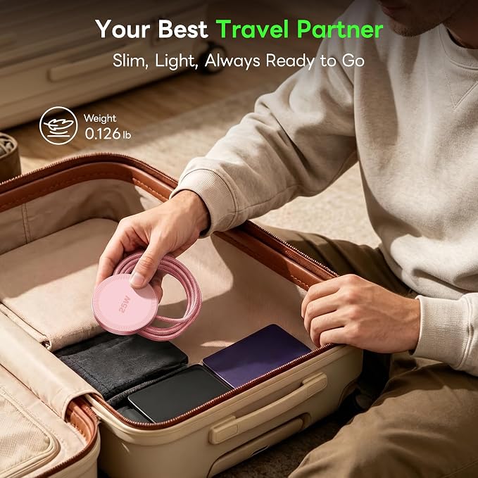 MagSafe 25W Magnetic Wireless Charger Fast Charging Pad for iPhone | Compatible with iPhone 17 17e 16 15 14 Pro Max Google Pixel 10, Slim Compact, For Desk Bedside Travel, Pink - 2Pack - Image 3