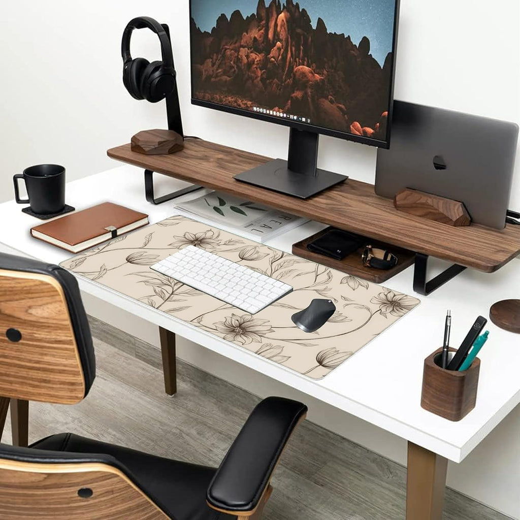 XXL Mouse Pad,Minimalist Flowers Large Gaming Mouse Pad,Abstract line Floral Desk Mat for Desktop,Extended Big Computer Keyboard Desk Pad with Non-Slip Base and Stitched Edges 35.4"x15.7" - Image 7