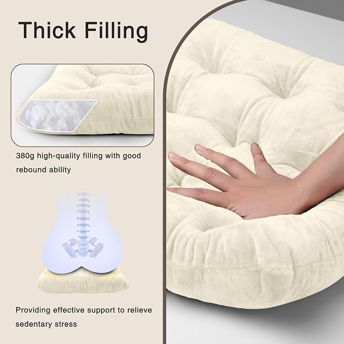OVOV 2 Pack Chair Cushions for Dining Chairs 15.5"x15.5" Cream | Soft-Touch Velvet Fabric for Farmhouse Decor, Fit for Kitchen Dining Office Chairs, Upgrade Chair Comfort, with Durable Ties - Image 6