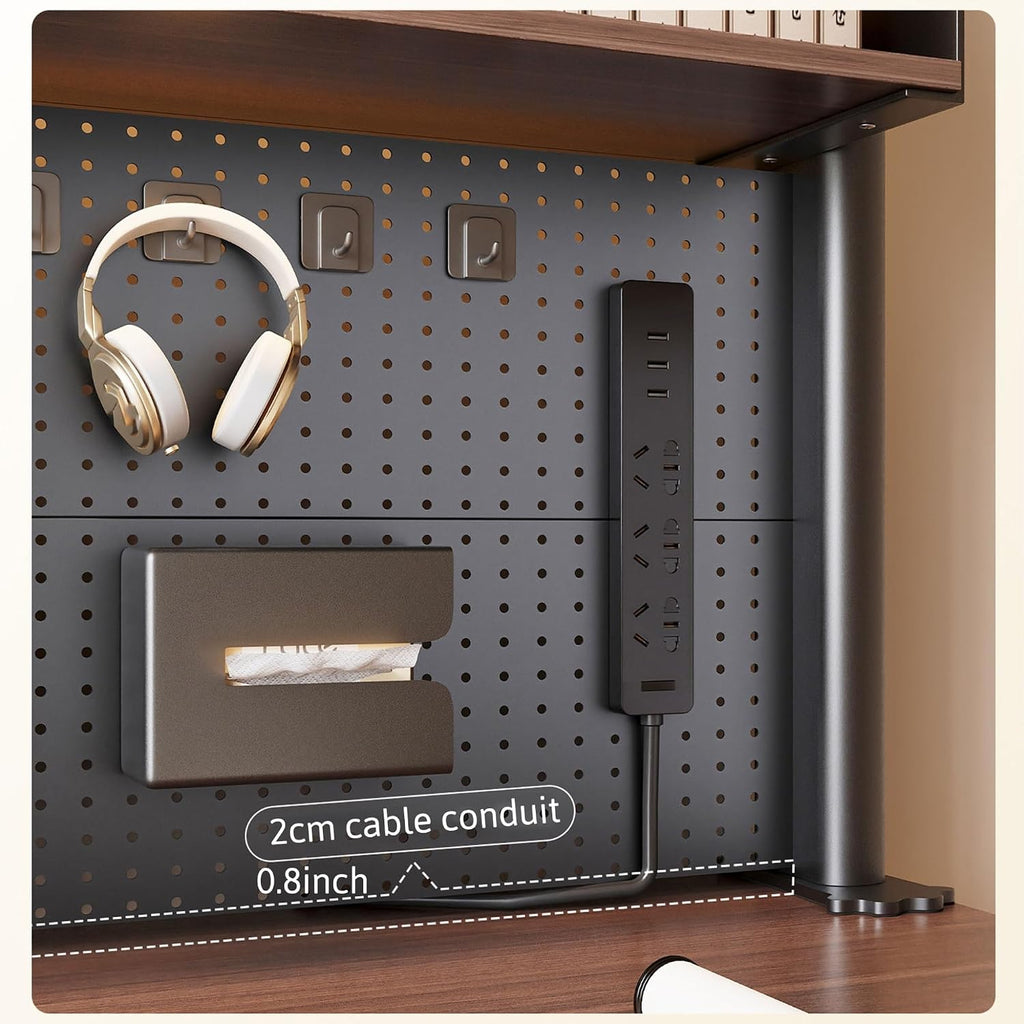Desktop Shelf Desk Hutch with Pegboard, Clamp On Over Desk Storage - Image 6