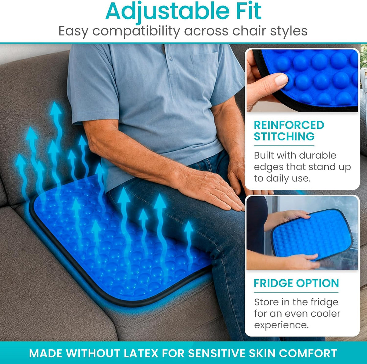 Vive Cooling Gel Seat Cushion - for Coccyx, Sciatica & Tailbone Pain Relief - Image 5