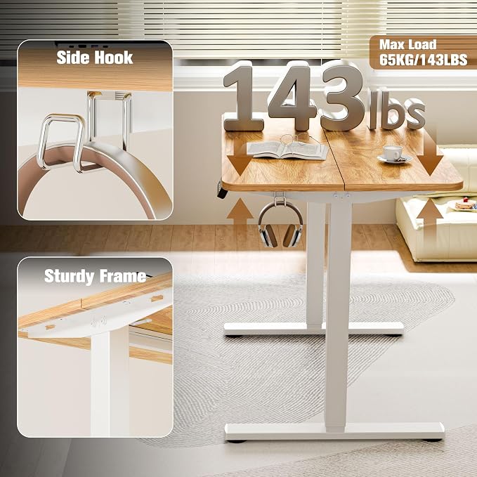 Small Standing Desk, 35"x24" Height Adjustable Sit-Stand for Home Office | Electric Adjustable Standing Desk, Sit to Stand Computer Office Desk with Splice Board, Memory Preset, Lifts 28.7''-46.5" - Image 6