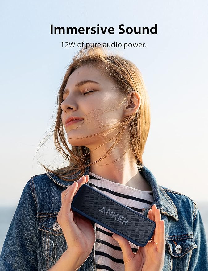 Anker soundcore 2 Portable Bluetooth Speaker, Stereo Sound, IPX7 | BassUp, 24H Playtime, Bluetooth 6, Wireless Speaker for Home, Outdoors, Travel - Navy Blue - Image 4