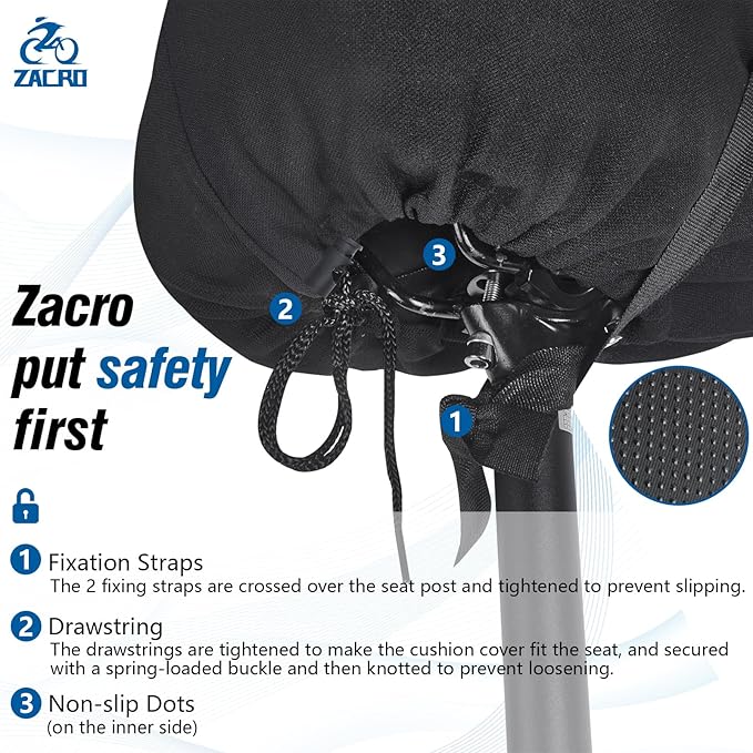 Zacro Bike Seat Cushion - Gel Padded Bike Seat Cover for Men Women Comfort, Extra Soft Exercise Bicycle Seat Compatible with Peloton, Outdoor & Indoor Bike Saddles - Image 4
