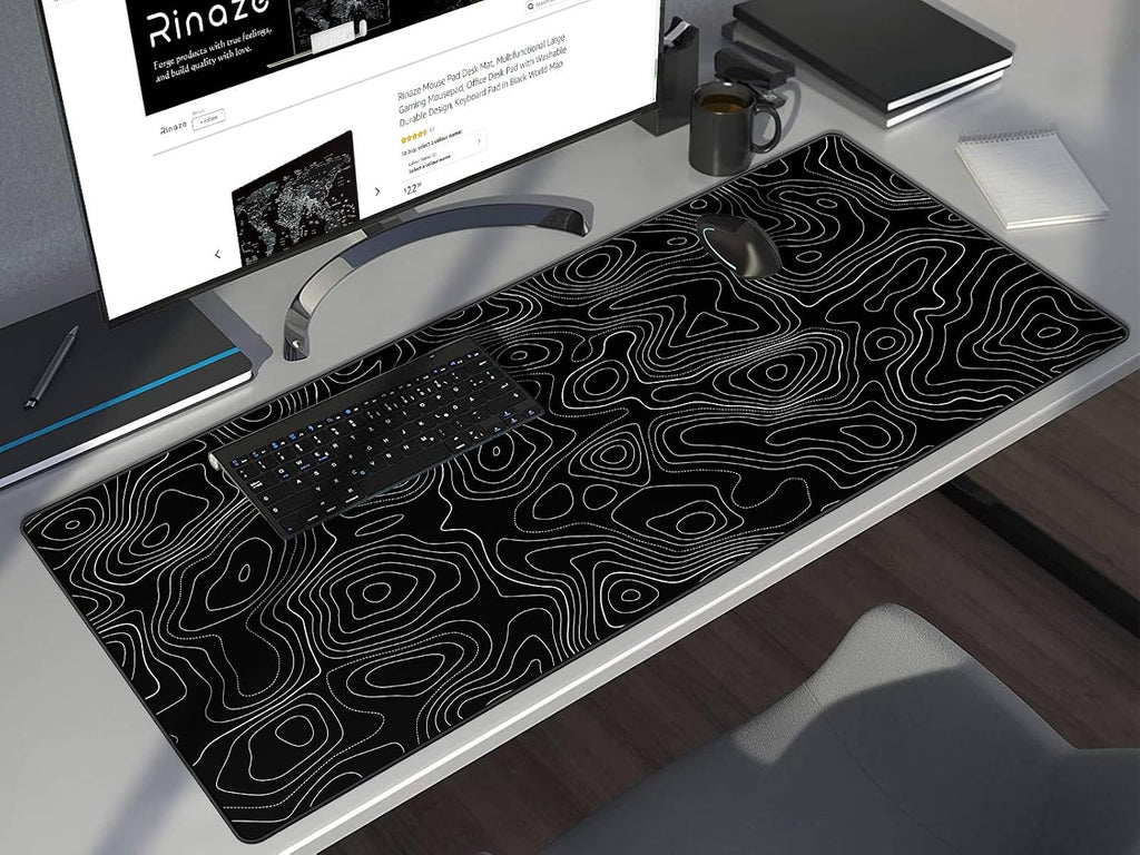 Extra Large Gaming Mouse Pad with Black Topographic, XXL Mousepad, Big Mouse Mat Desk Pad, Non Slip Keyboard Pad for Gaming Computer Laptop PC Office Desk Accessories - Image 6