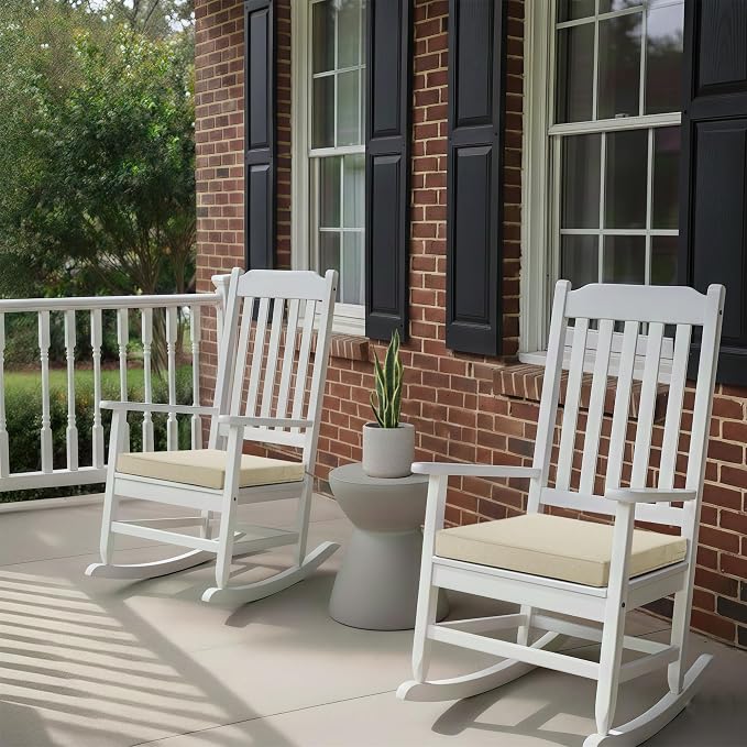 Outdoor Chair Cushions, Set of 4, 24 x 24 Inch, Beige | Water Resistant, Fade Resistant, Patio Furniture Square Seat Replacement, Removable Cover with Ties, Non-Slip Bottom - Image 2