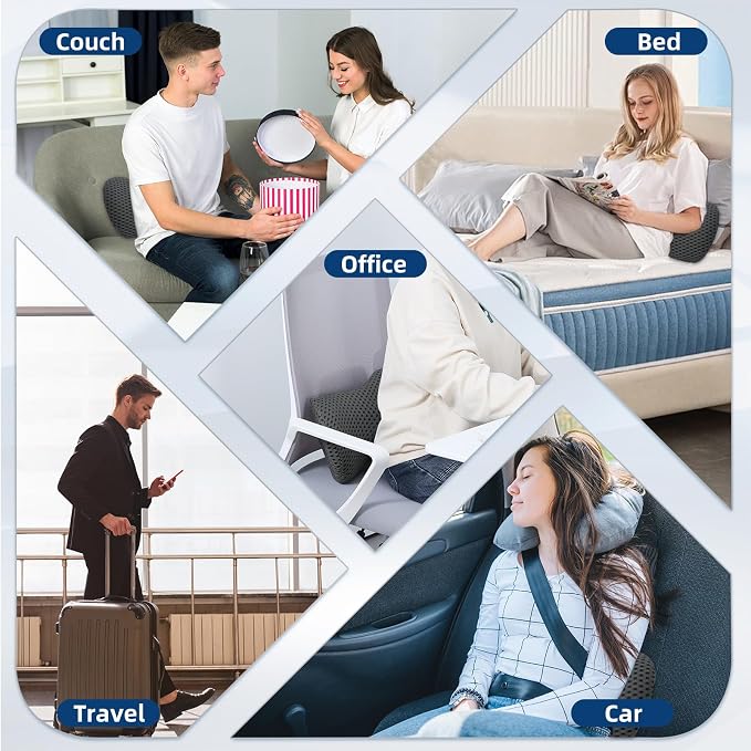Lumbar Pillow, Memory Foam Lumbar Support Pillow for Office Chair and Car Seat, Ergonomic Streamline Back Pillow for Lower Back Pain Relief, Back Support Pillow for Sitting, Driving, Traveling - Image 7