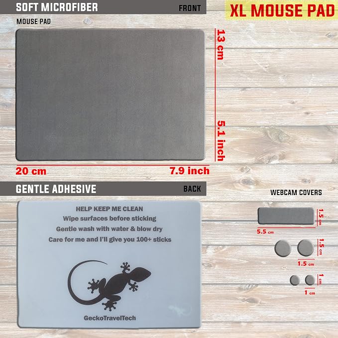 Travel Stick on Mouse Pad with Adhesive Bottom - Peel and Sticks to Any Surface - Portable (XL - Gray) - Image 4